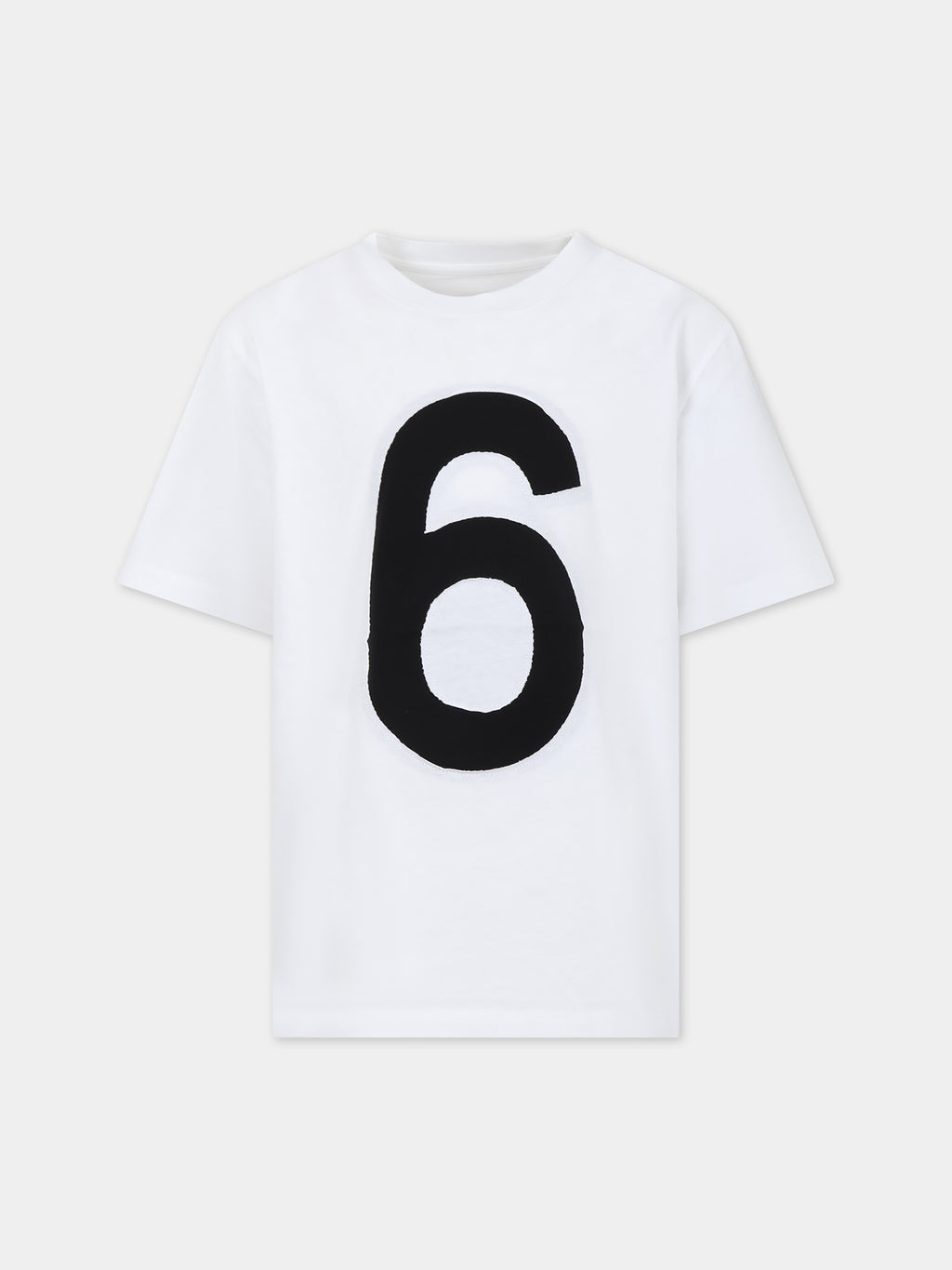 White t-shirt for kids with number 6